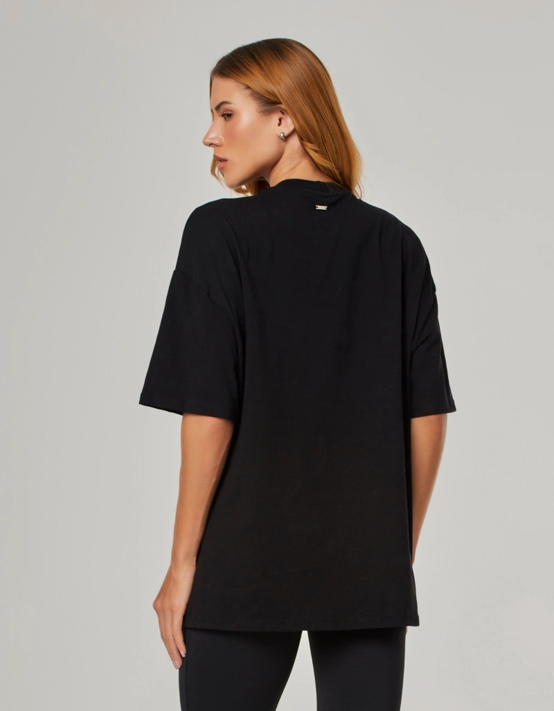 Vestem - Oversized T-Shirt with Silk Vestem Club Preto - BMC859.NY.C0002