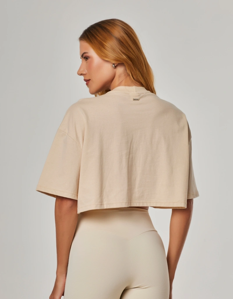Vestem - Cropped T-Shirt All In Beige Ivory - BMC860.NY.C0696