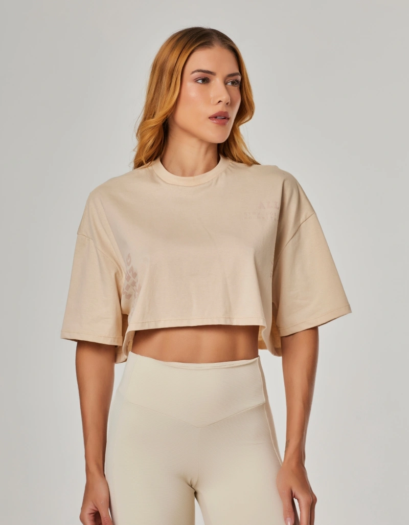 Vestem - Cropped T-Shirt All In Beige Ivory - BMC860.NY.C0696