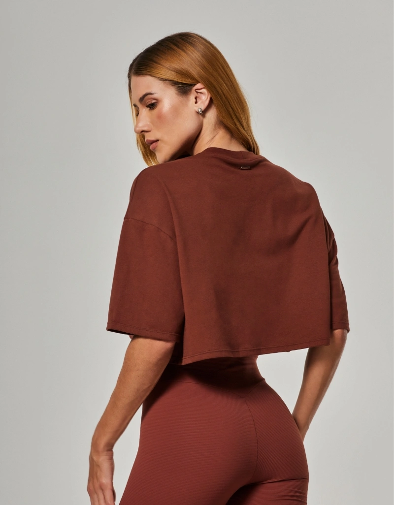 Vestem - Cropped T-Shirt All In Brown Sepia - BMC860.NY.C0697