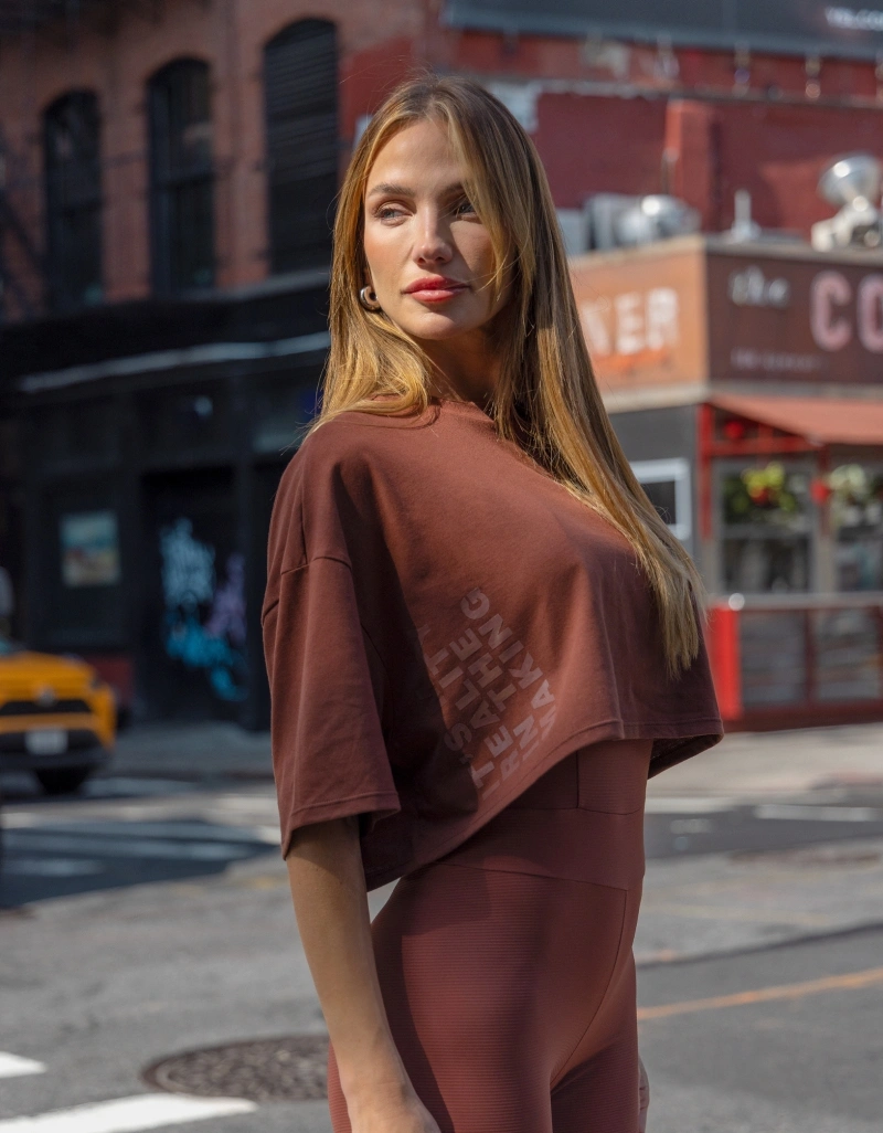 Vestem - Cropped T-Shirt All In Brown Sepia - BMC860.NY.C0697
