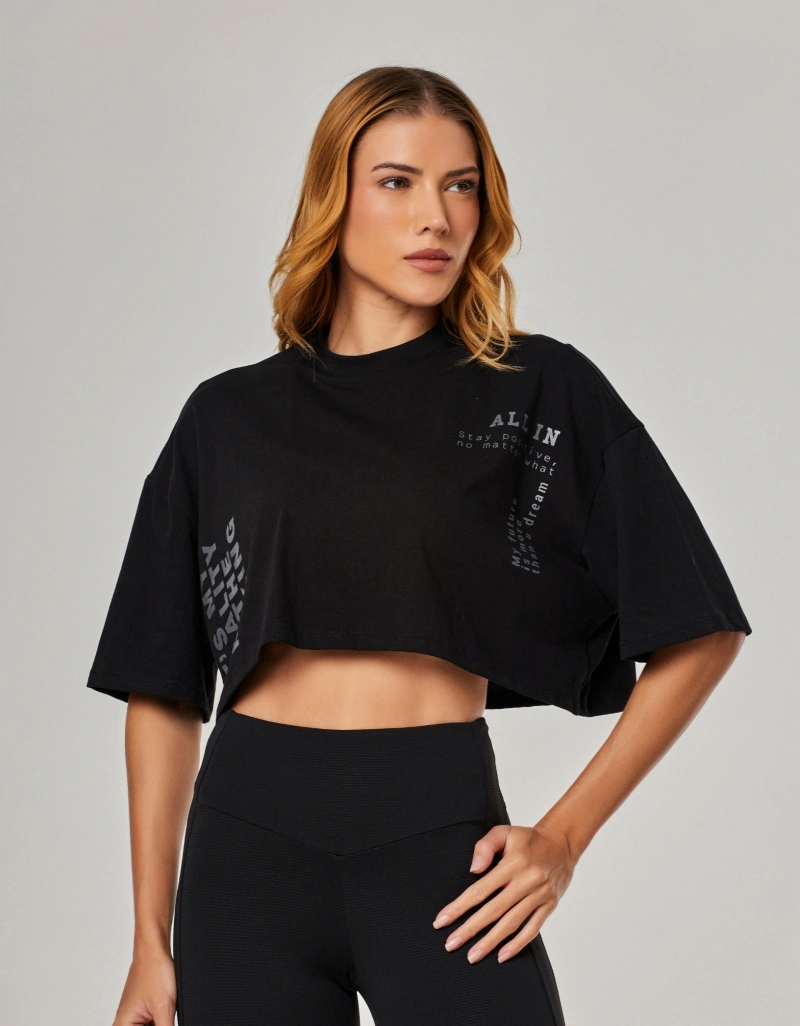 Vestem - All-in-Black Cropped T-Shirt - BMC860.NY.C0002