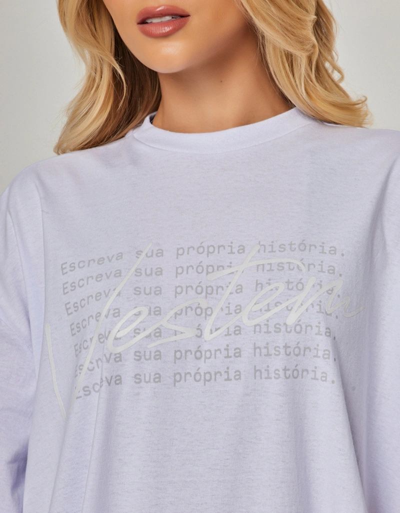 Vestem - Camiseta Oversized com Silk Própria História Branco - BMC861.NY.C0001