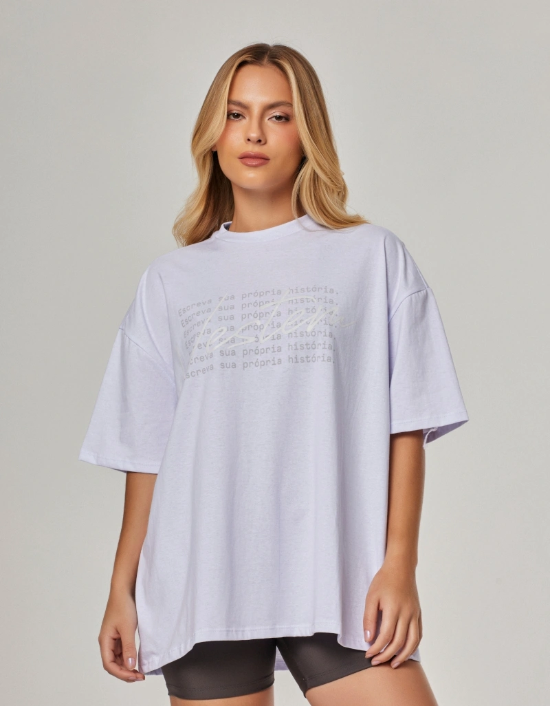 Vestem - Oversized T-shirt with "Own Story" silkscreen print, white. - BMC861.NY.C0001