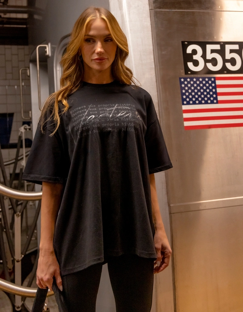 Vestem - Oversized T-shirt with "Own Story" silkscreen print - Black - BMC861.NY.C0002