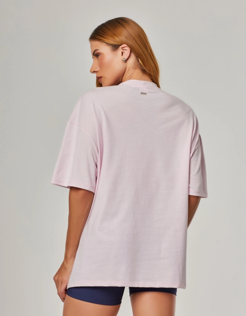 Vestem - Camiseta Oversized com Silk Própria História Rosa Sorvete - BMC861.NY.C0728