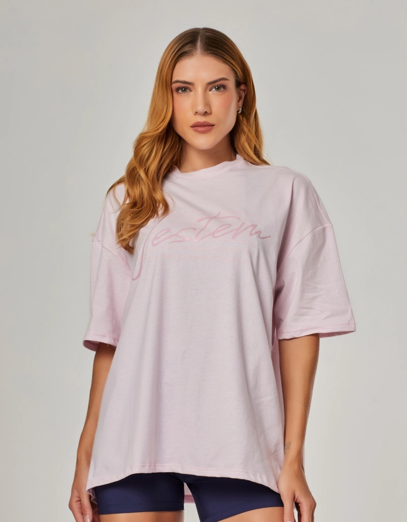 Vestem - Oversized T-shirt with Original Story Silk Screen Print - Pink Ice Cream - BMC861.NY.C0728