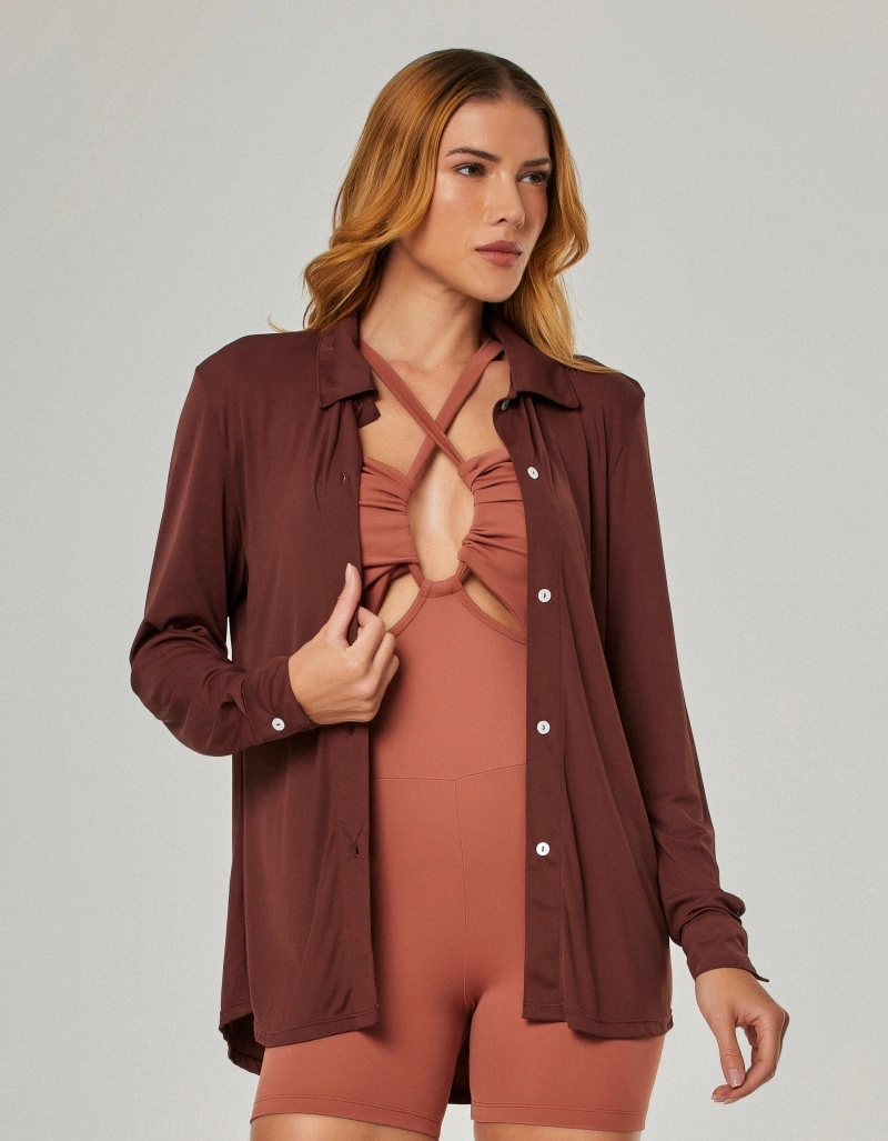 Vestem - Flow Brown Leather Shirt - CMS01.NY.C0711