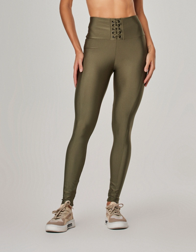 Vestem - Keyla Military Green Leggings with Front Tie - FS1628.NY.C0334