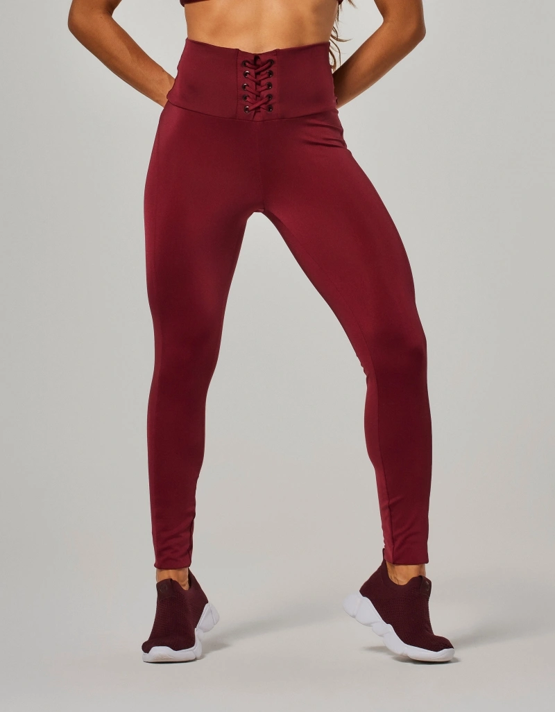 Vestem - Keyla Merlot Red Leggings with Front Tie - FS1628.NY.C0563