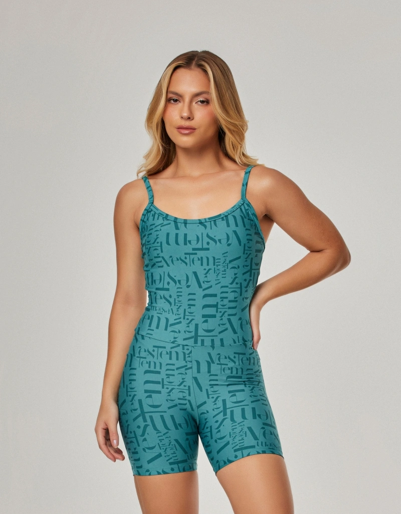 Vestem - Macaquinho Logomania Myst Vestem Pavão - MAC284.NY.E1302.I25