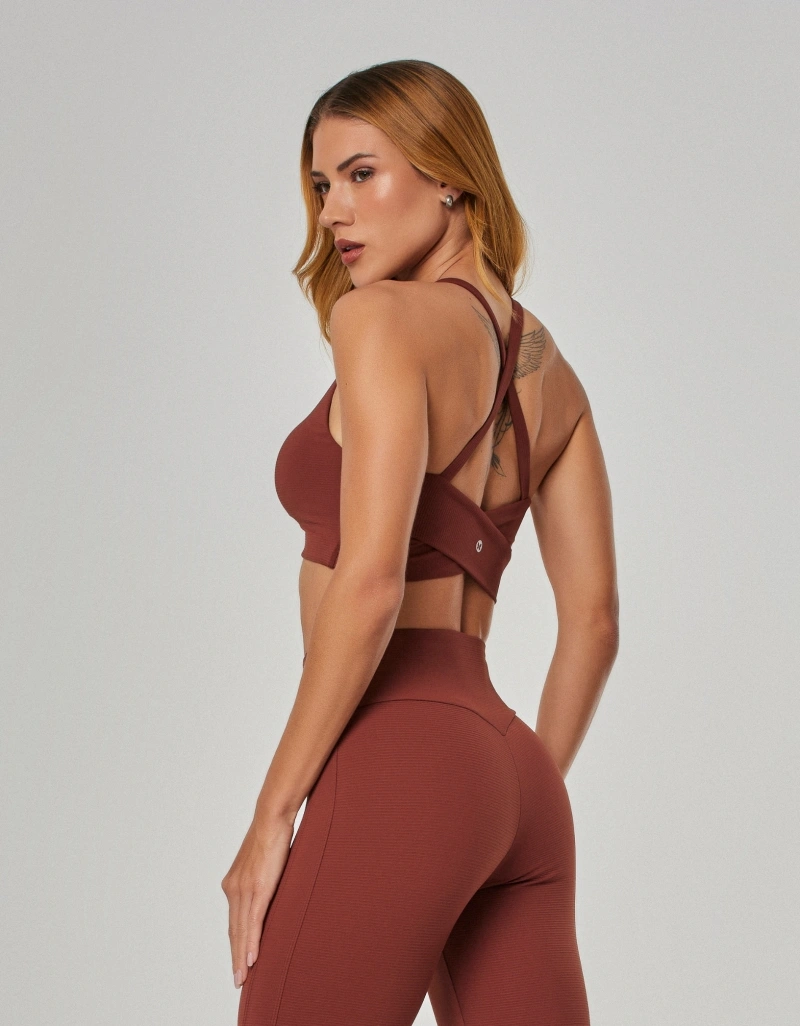 Vestem - Medium Support Cross Top in Dark Brown - TOP1298.NY.C0729