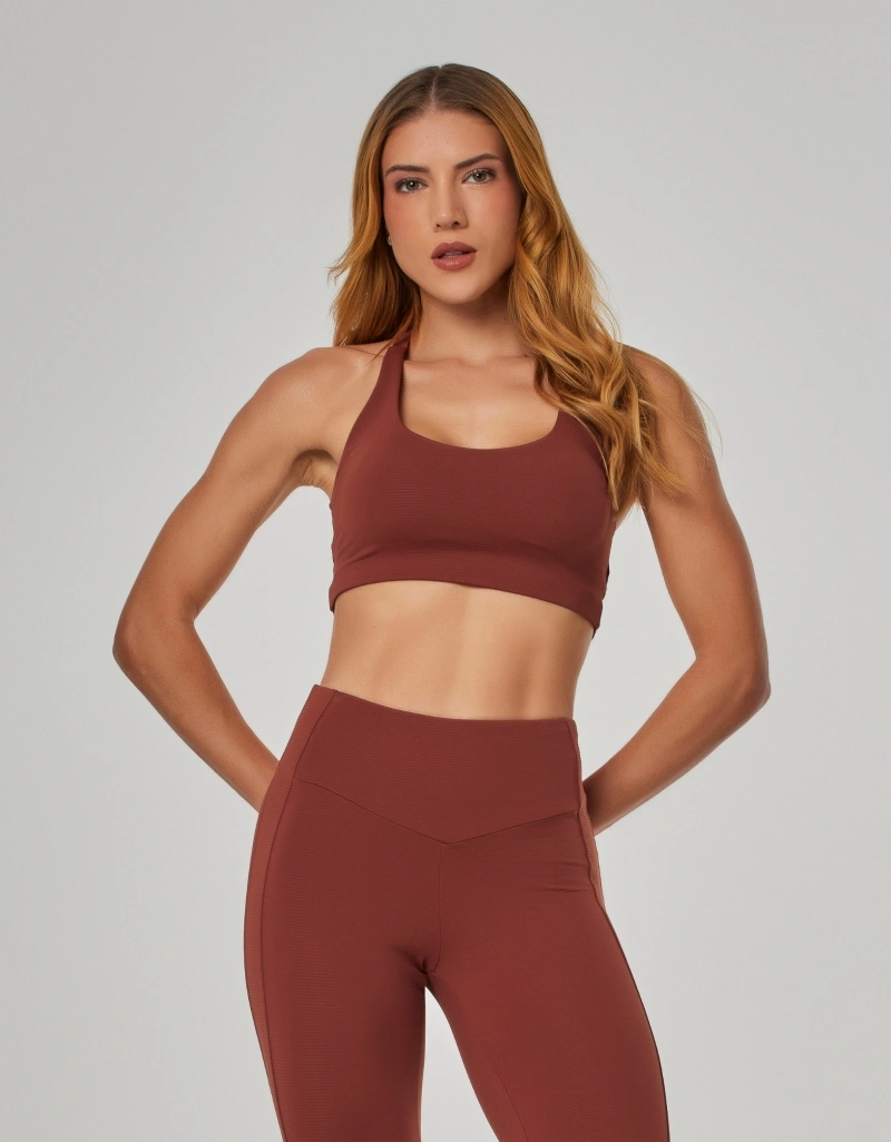 Vestem - Medium Support Cross Top in Dark Brown - TOP1298.NY.C0729