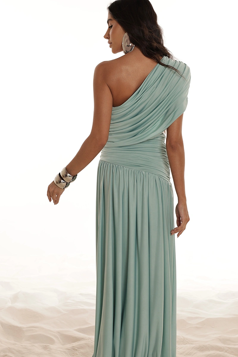 Dot Clothing - Dress Dot Clothing Nathalia Longo C/ Cape Drapeada Verde - 2941VERDE