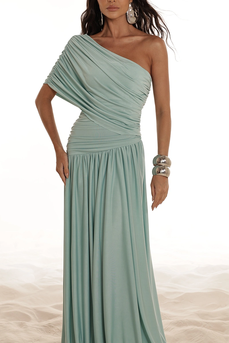 Dot Clothing - Dress Dot Clothing Nathalia Longo C/ Cape Drapeada Verde - 2941VERDE