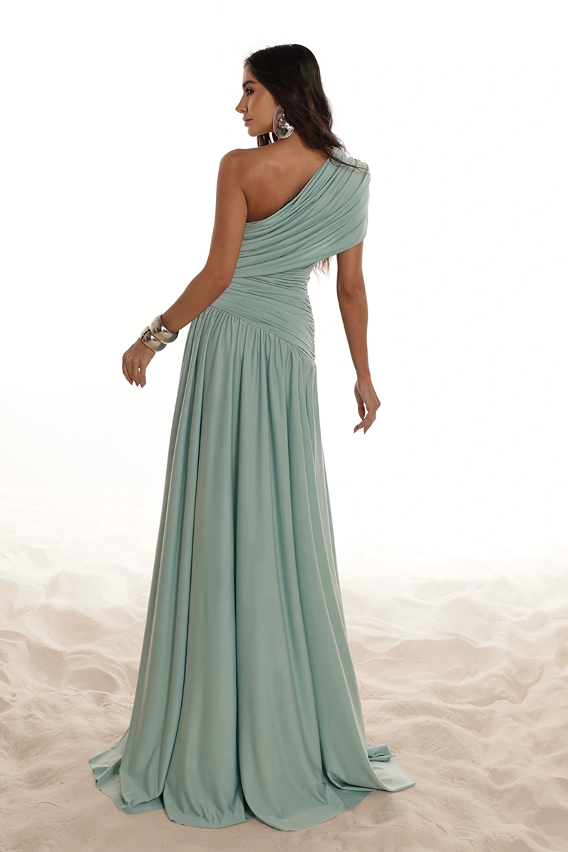 Dot Clothing - Dress Dot Clothing Nathalia Longo C/ Cape Drapeada Verde - 2941VERDE