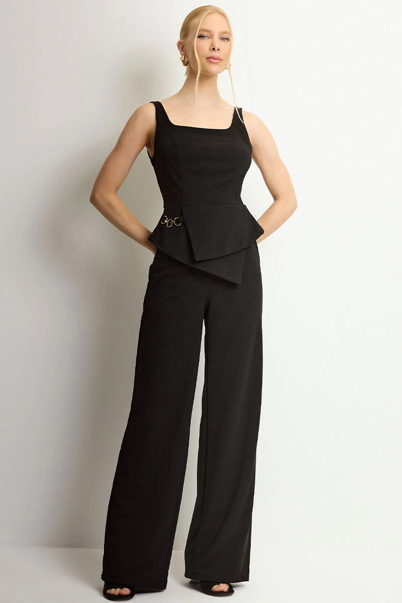 Miss Misses - Set Rute Pants/Shirt with Zipper Black - 54681001