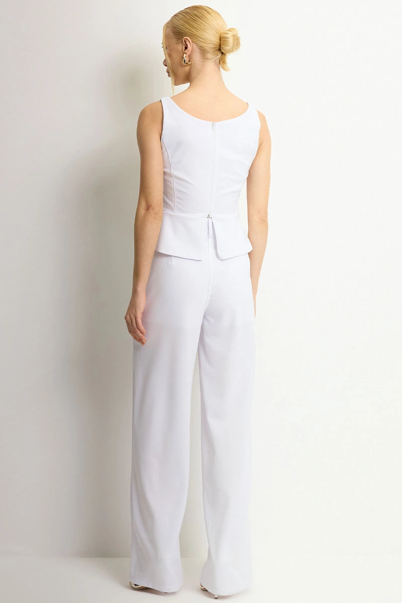 Miss Misses - Set Rute Pants/Shirt with Zipper White - 54681005