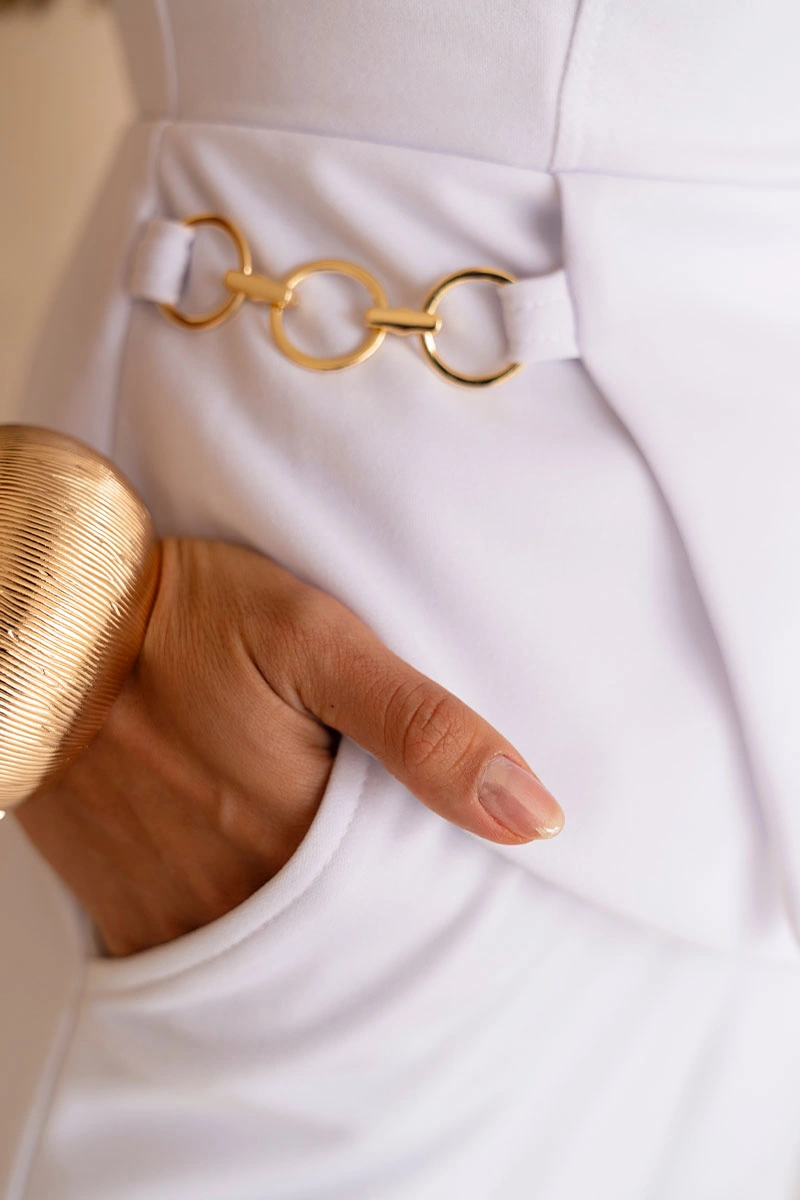 Miss Misses - Set Rute Pants/Shirt with Zipper White - 54681005