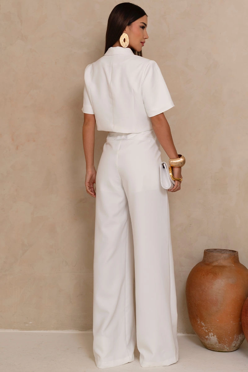 Miss Misses - Selena Tailored Trousers with Front Pockets, White - 54764030