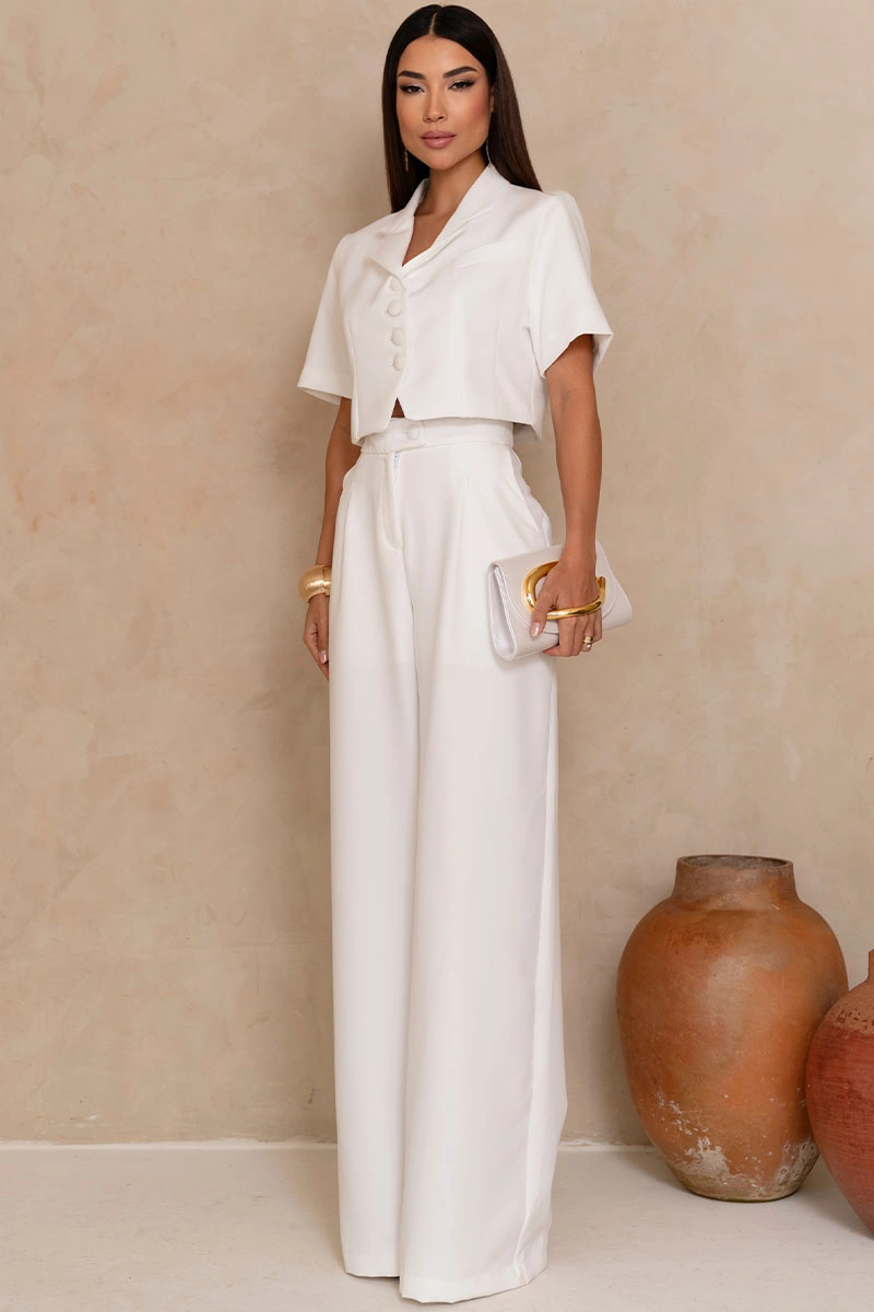 Miss Misses - Selena Tailored Trousers with Front Pockets, White - 54764030