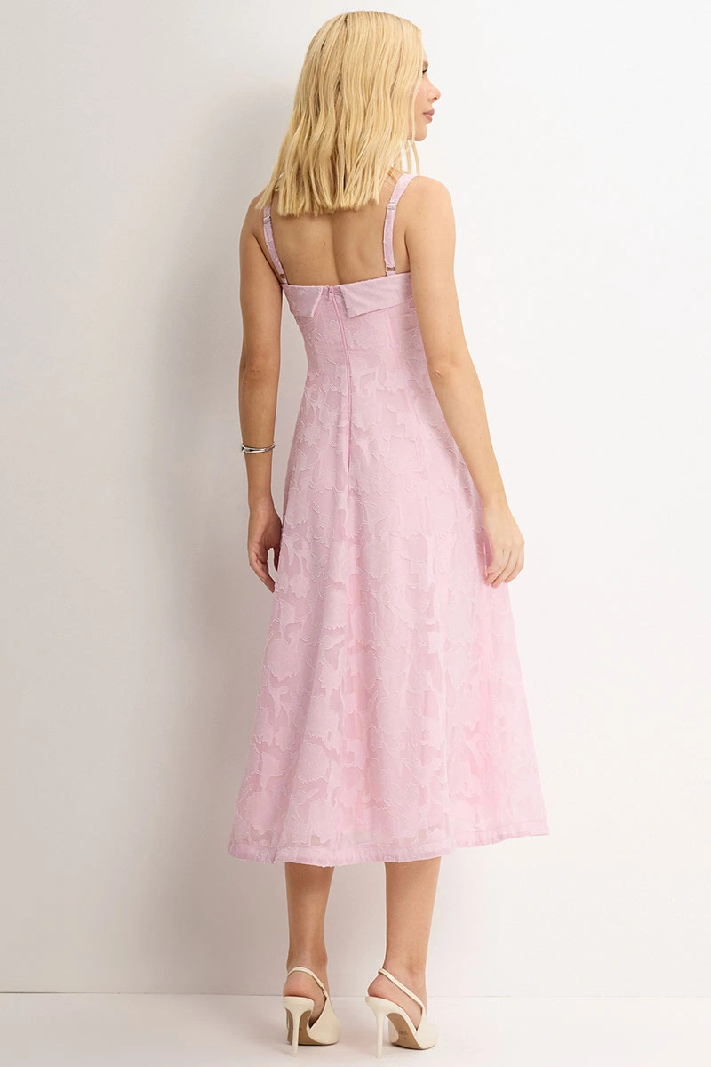 Miss Misses - Dress Loren needlework with strap, pocket, and zipper, pink. - 54754060