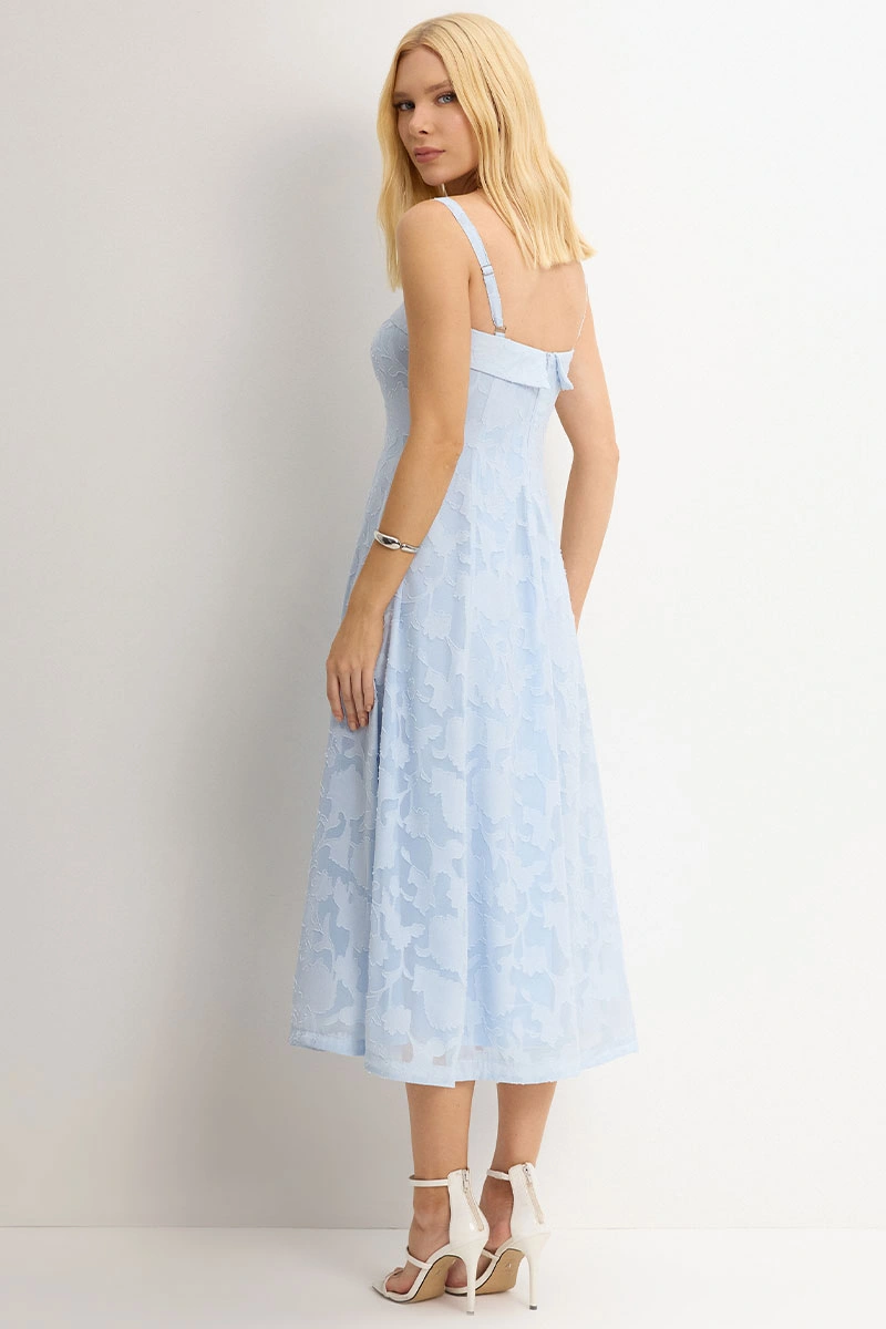 Miss Misses - Dress Loren needlework with strap, pocket, and zipper, blue. - 54754002