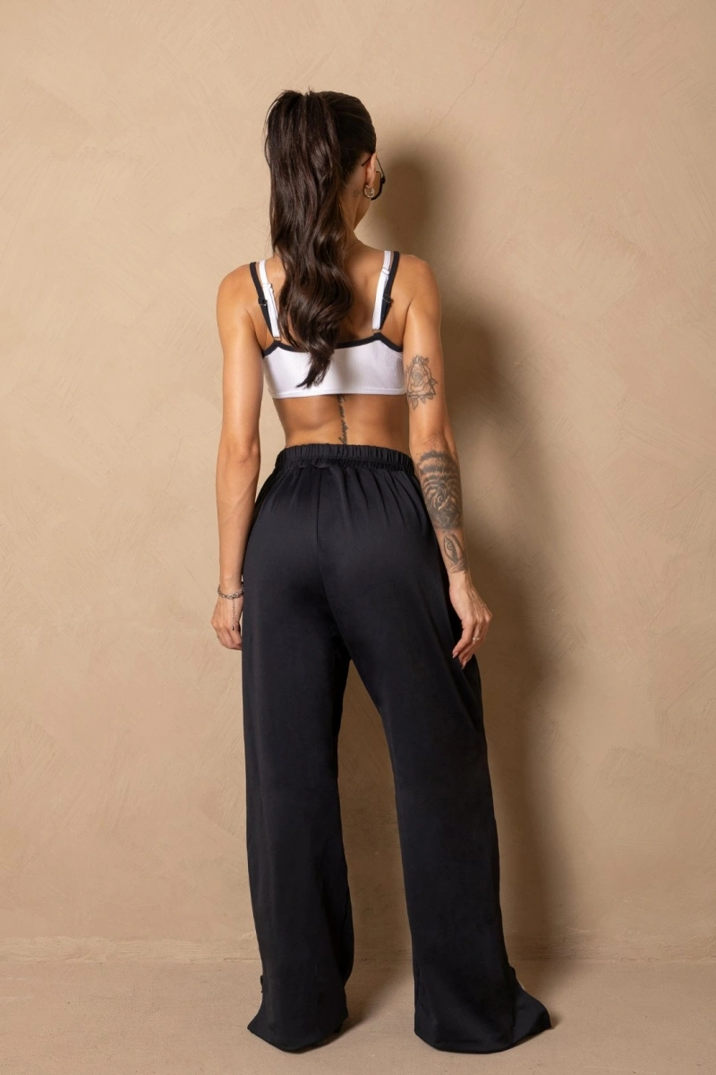 Hipkini - Calça Fitness Wellness Preta Wide Leg - 33331596