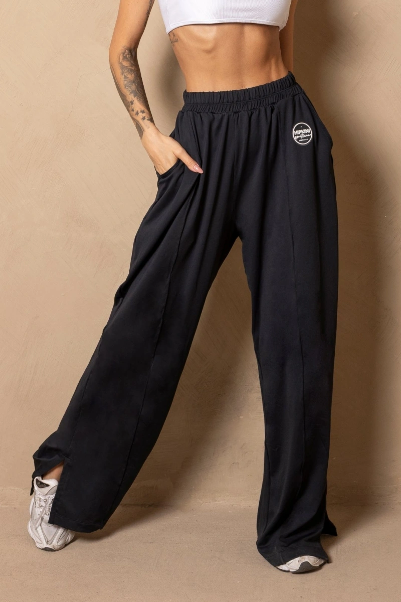 Hipkini - Calça Fitness Wellness Preta Wide Leg - 33331596