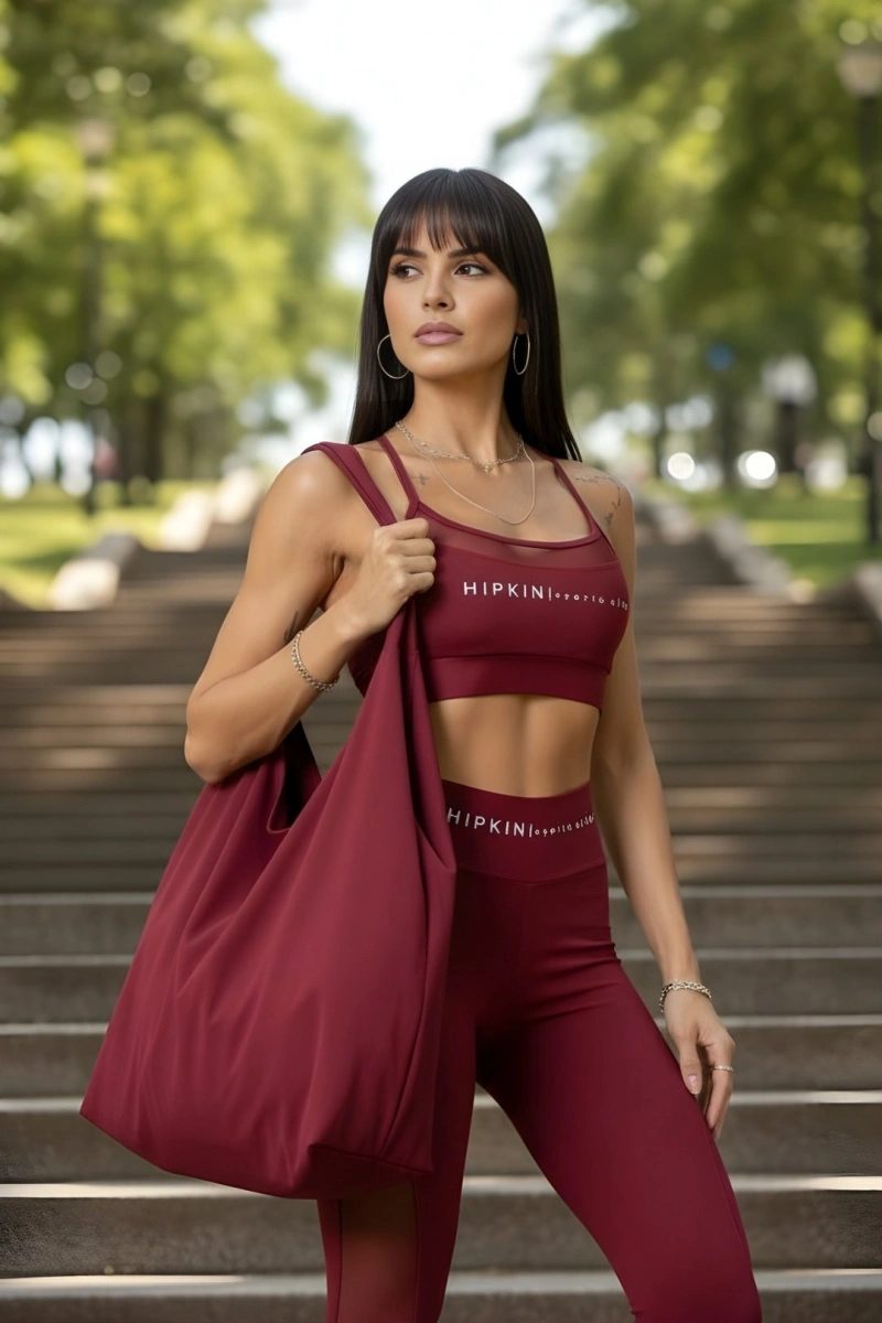 Hipkini - Sports bra, Fitness, Wellness, Wine color, Tulle detail - 33331616