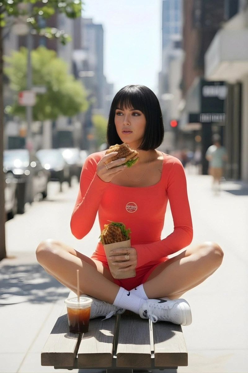 Hipkini - Red Long-Sleeved Fitness Wellness Romper - 33331620