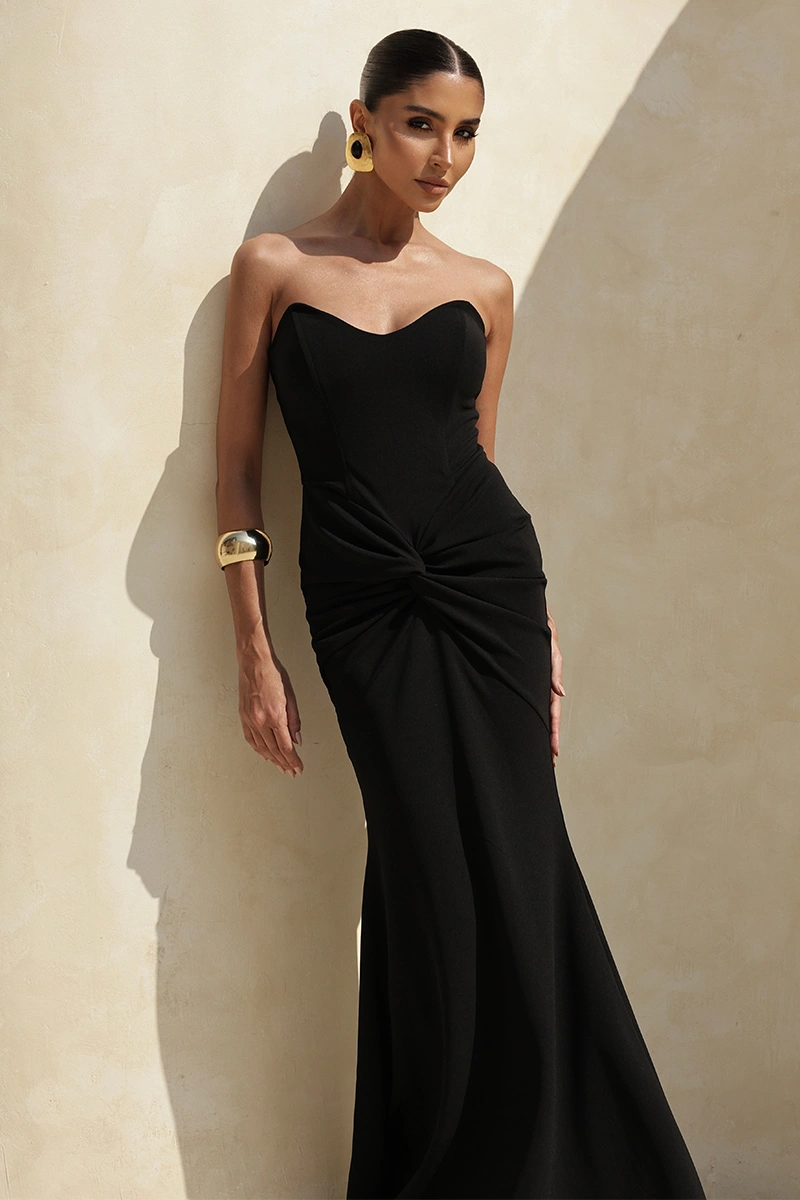 Dot Clothing - Dress Dot Clothing Long Thais Twisted Front TCQ Black - 2955PRETO