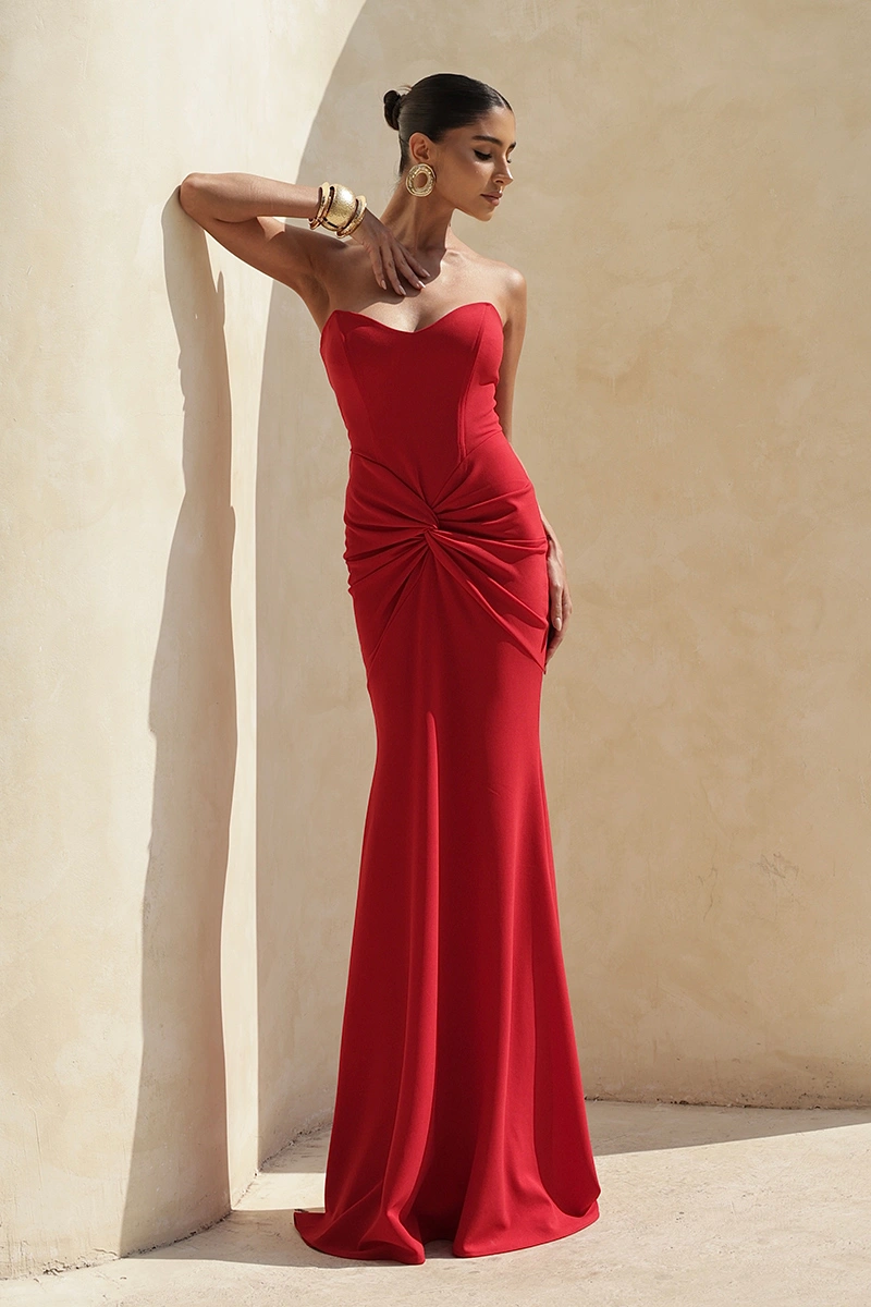 Dot Clothing - Dress Dot Clothing Long Thais Twisted Front TCQ Red - 2955VERM