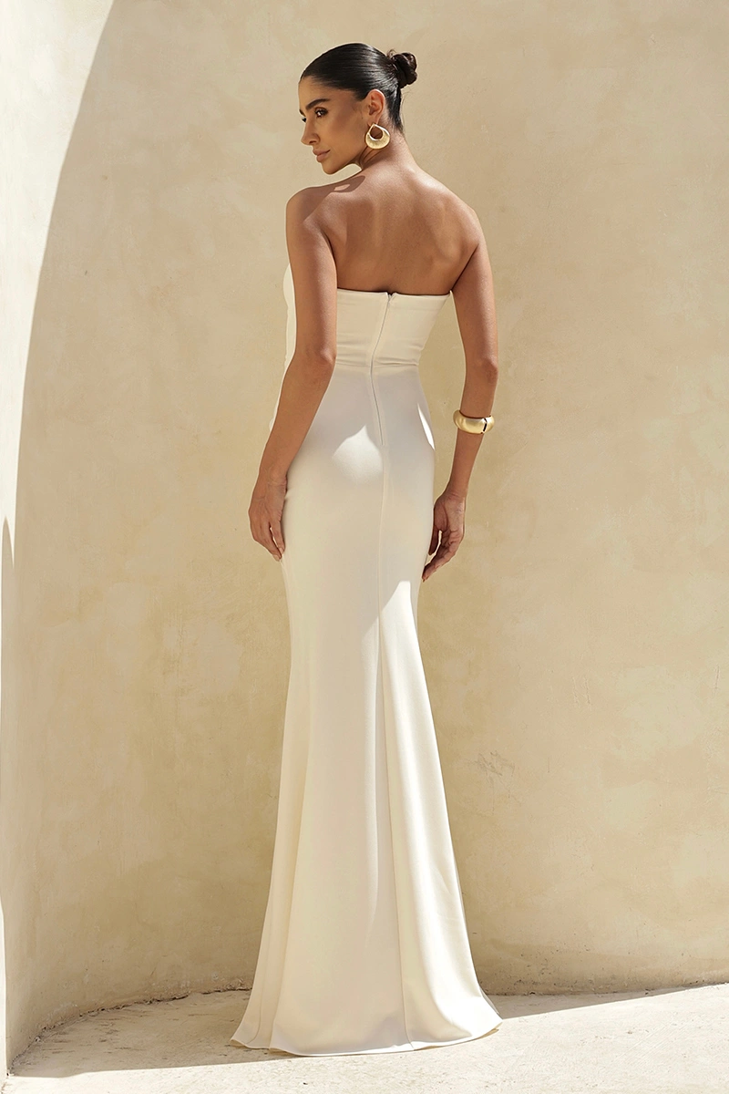 Dot Clothing - Vestido Dot Clothing Longo Thais Torcido Frente TCQ Off White - 2955OFF