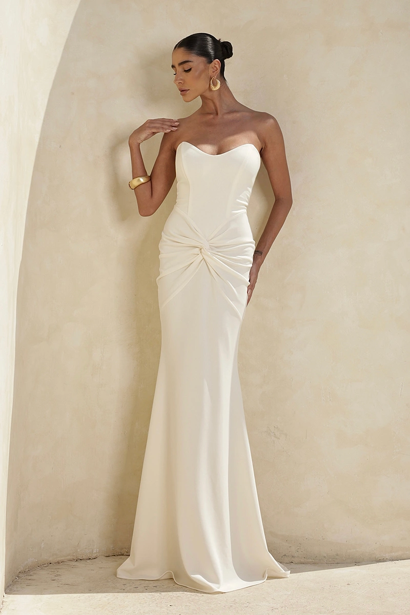 Dot Clothing - Dress Dot Clothing Long Thais Twisted Front TCQ Off White - 2955OFF