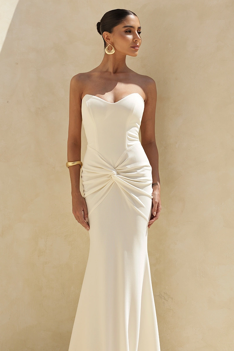 Dot Clothing - Vestido Dot Clothing Longo Thais Torcido Frente TCQ Off White - 2955OFF