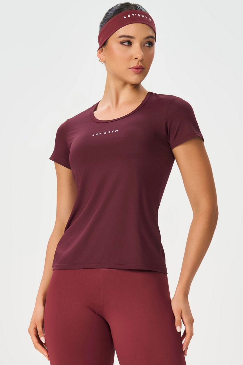 Lets Gym - Blusa M/c Basic Burgundy - 2430BG