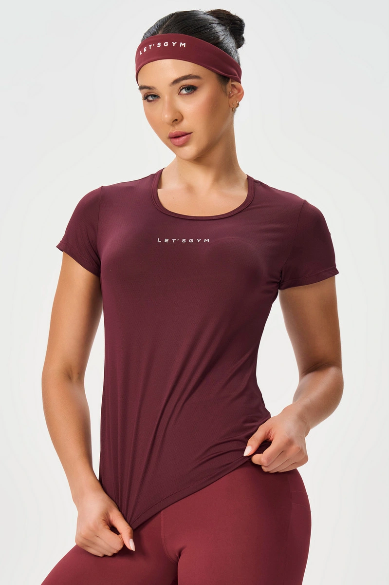 Lets Gym - Blusa M/c Basic Burgundy - 2430BG