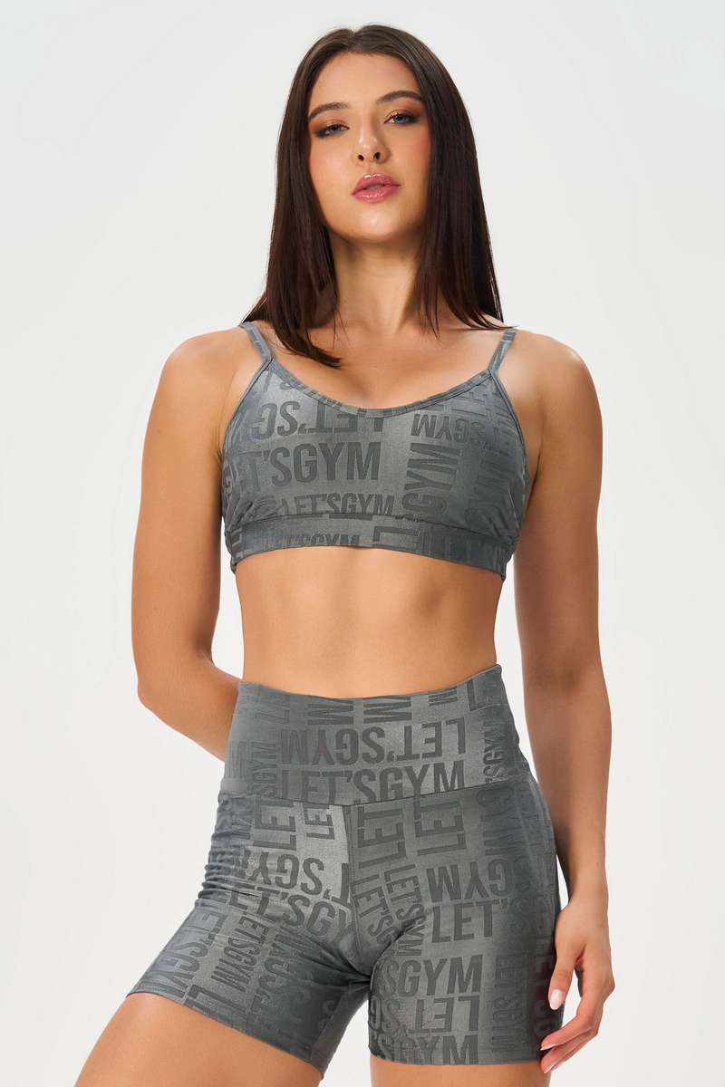 Lets Gym - Top Velvet Name Grey - 2627GR