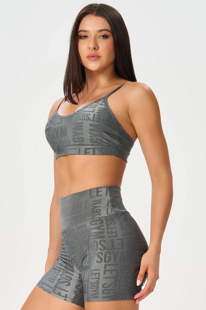 Lets Gym - Top Velvet Name Grey - 2627GR
