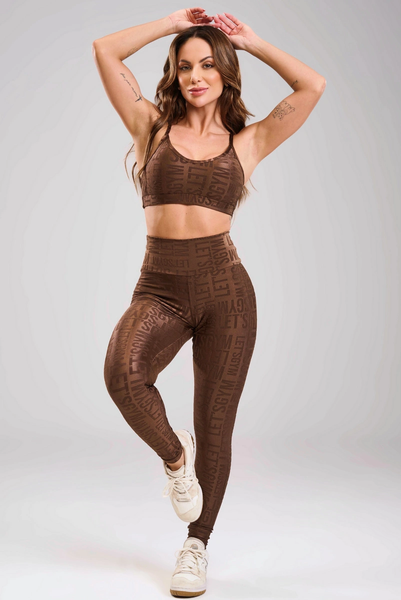 Lets Gym - Top Velvet Name Brown - 2627MR