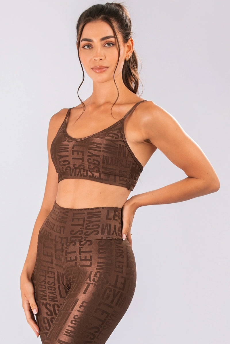 Lets Gym - Top Velvet Name Marrom - 2627MR