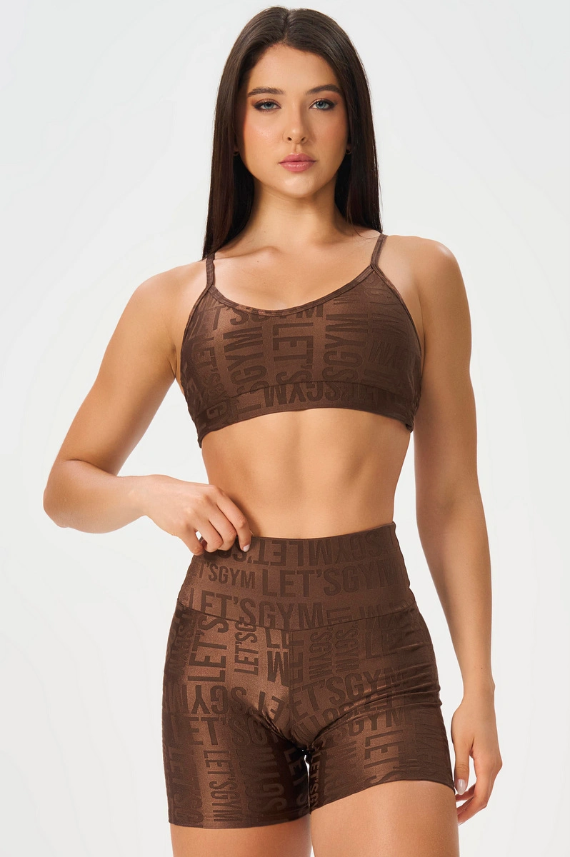 Lets Gym - Top Velvet Name Marrom - 2627MR