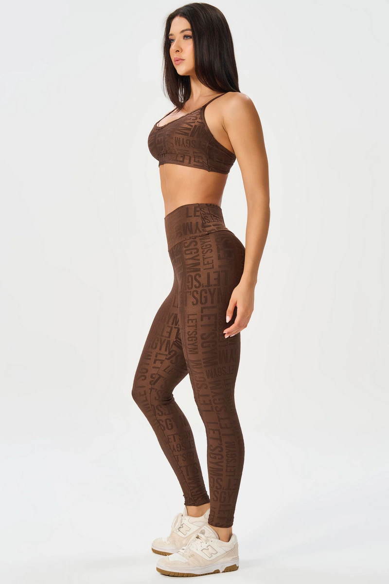 Lets Gym - Brown Velvet Name Leggings - 2628MR