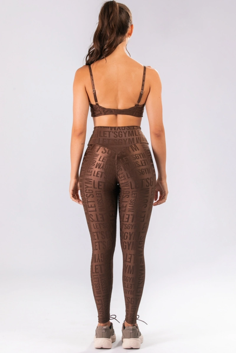 Lets Gym - Legging Velvet Name Marrom - 2628MR