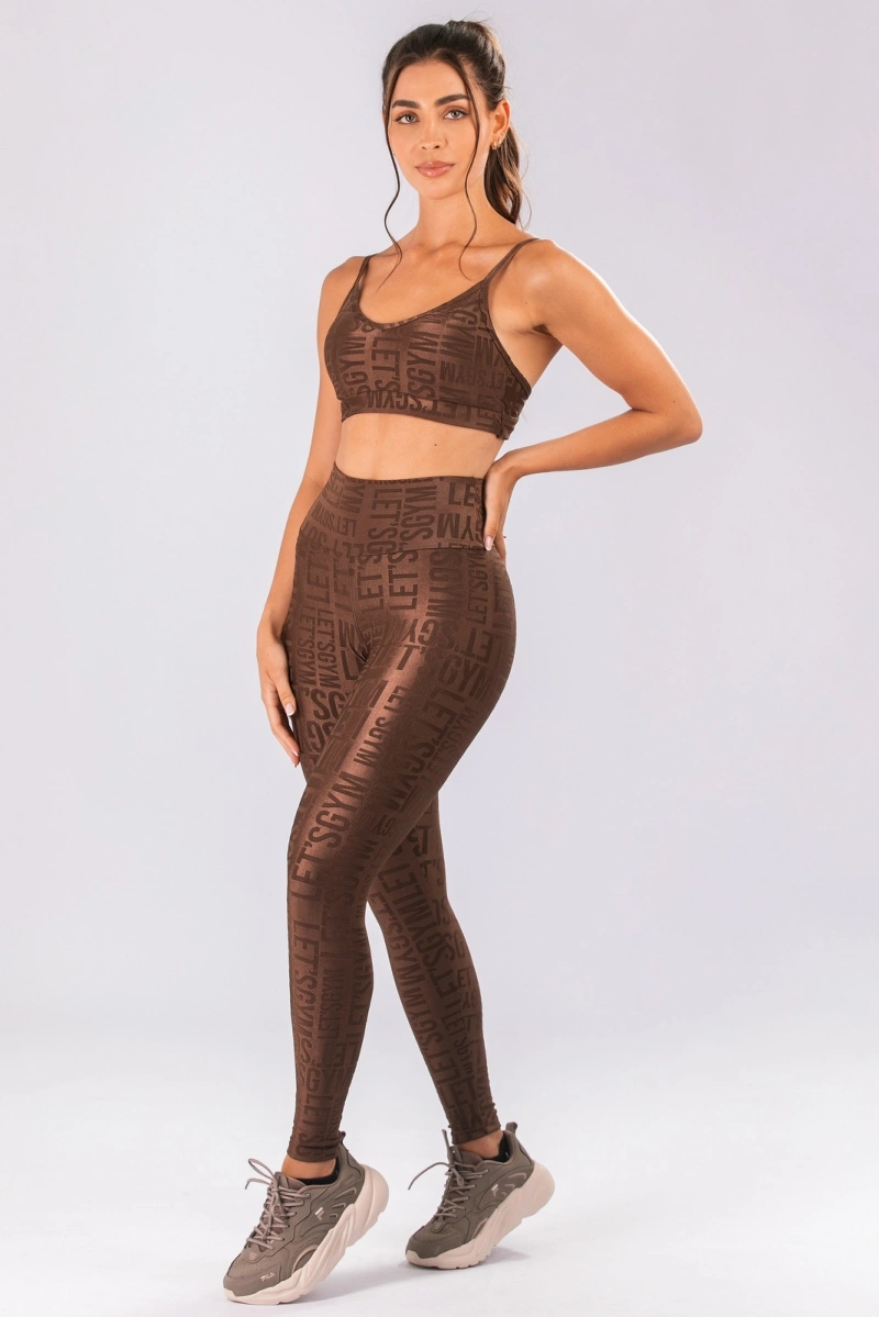 Lets Gym - Legging Velvet Name Marrom - 2628MR