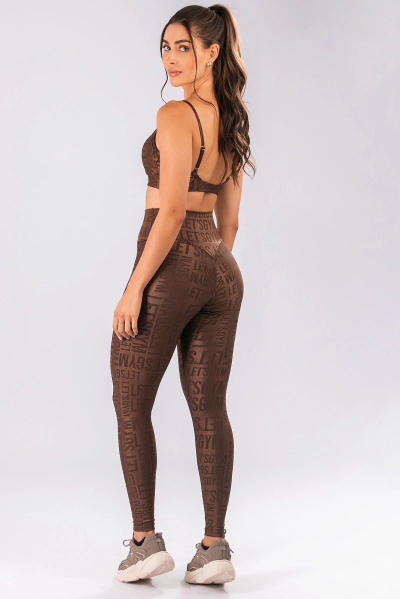 Lets Gym - Legging Velvet Name Marrom - 2628MR