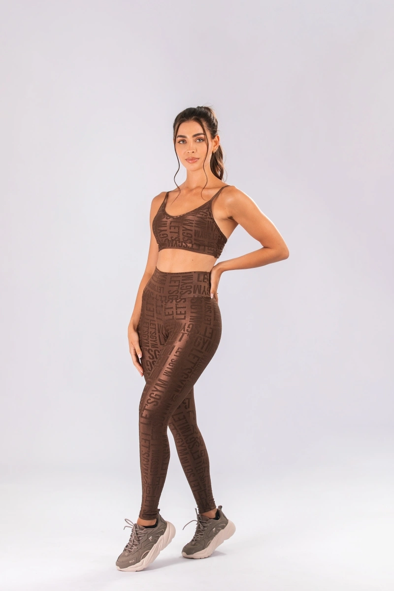 Lets Gym - Legging Velvet Name Marrom - 2628MR