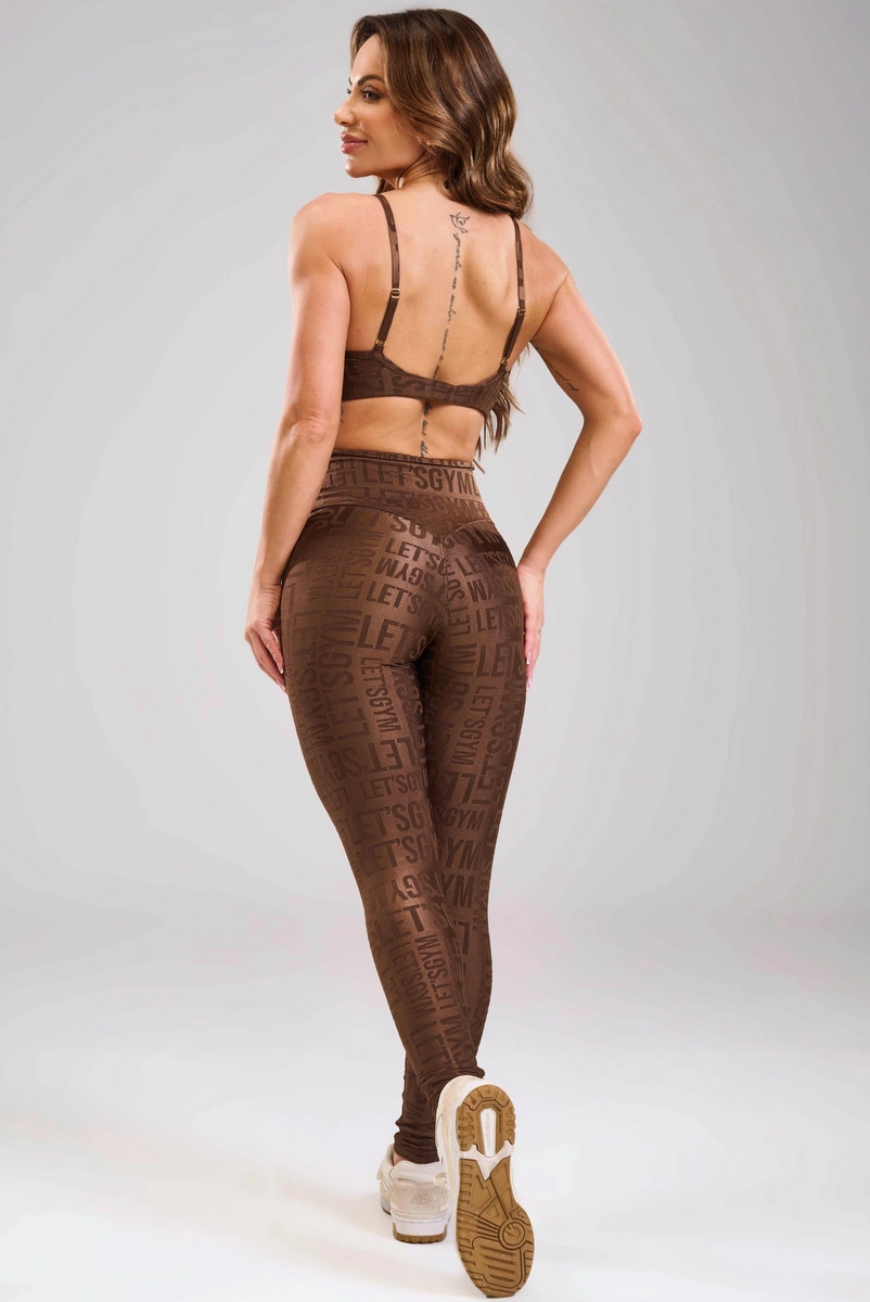 Lets Gym - Brown Velvet Name Leggings - 2628MR