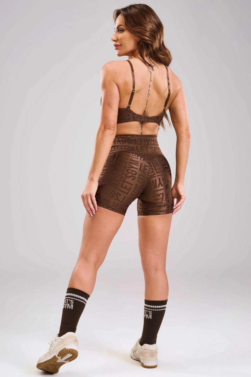 Lets Gym - Short Velvet Name Marrom - 2629MR